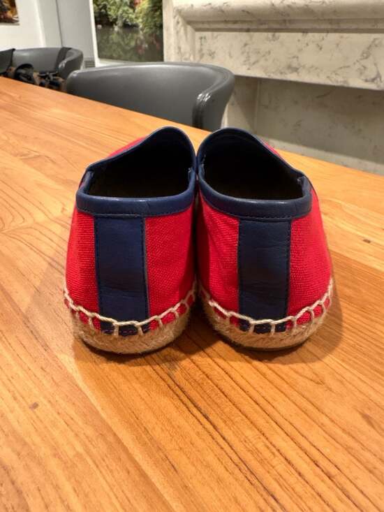 Tory Burch Ines Canvas Espadrille Flats in Red and Navy EUC - Picture 5 of 11